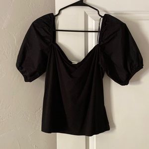 Bubble Sleeve Black Top
